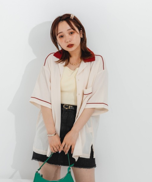 nemne store（ネンネストア）の「クラッシュデニム台形ミニスカート（スカート・レディース・ブラック/オフホワイト/ブルー・SMALL/MEDIUM）」の6枚目の写真