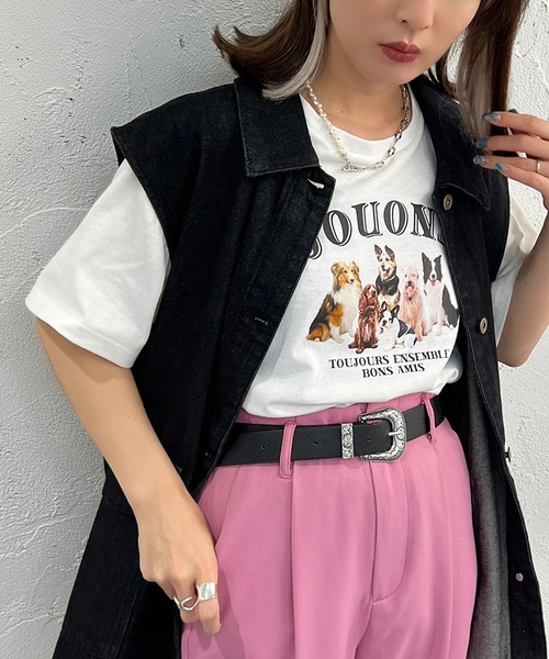 apres jour mignon(アプレジュールミニョン)の「アニマルTシャツ【ZOZOTOWN限定アイテム】(Tシャツ/カットソー・レディース・オフホワイト/ブルー/ブラック系その他/ホワイト系その他・フリー/X-LARGE)」の3枚目の写真