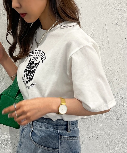 apres jour mignon(アプレジュールミニョン)の「アニマルTシャツ【ZOZOTOWN限定アイテム】(Tシャツ/カットソー・レディース・オフホワイト/ブルー/ブラック系その他/ホワイト系その他・フリー/X-LARGE)」の2枚目の写真