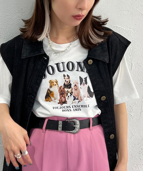 apres jour mignon(アプレジュールミニョン)の「アニマルTシャツ【ZOZOTOWN限定アイテム】(Tシャツ/カットソー・レディース・オフホワイト/ブルー/ブラック系その他/ホワイト系その他・フリー/X-LARGE)」の5枚目の写真
