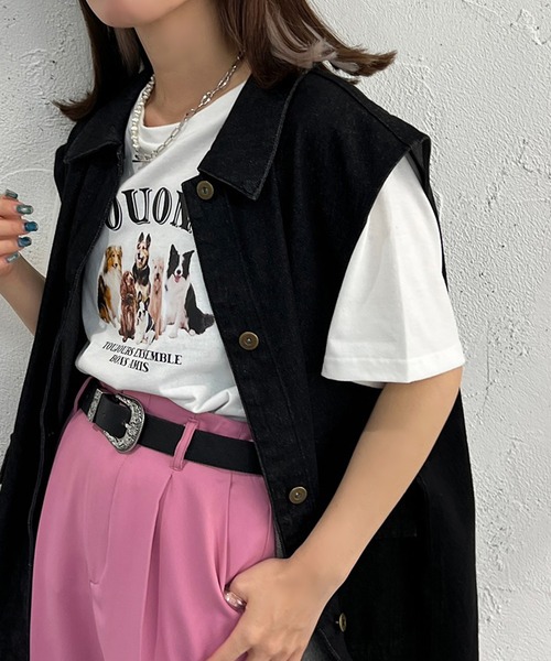 apres jour mignon(アプレジュールミニョン)の「アニマルTシャツ【ZOZOTOWN限定アイテム】(Tシャツ/カットソー・レディース・オフホワイト/ブルー/ブラック系その他/ホワイト系その他・フリー/X-LARGE)」の6枚目の写真