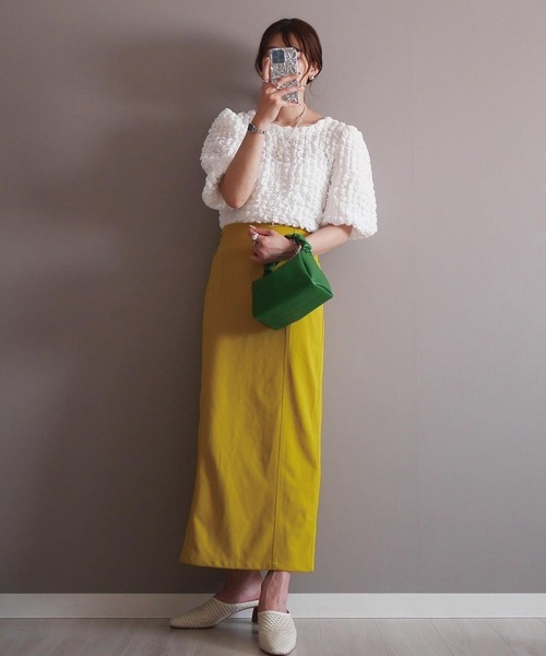 CORNERS（コーナーズ）の「mii ×CORNERSコラボ　　ボリュームスリーブポップコーントップス（Tシャツ/カットソー・レディース・ホワイト/イエロー/サックスブルー/ブラック・M）」の22枚目の写真