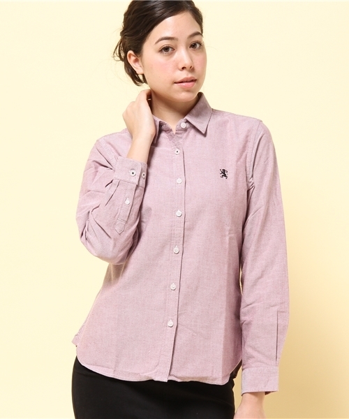 GIORDANO（ジョルダーノ）の「[GIORDANO]ライオン刺繍オックスシャツ（シャツ/ブラウス・レディース・ホワイト/グリーン/サックスブルー/ネイビー/ピンク/ライトピンク・SMALL/MEDIUM/LARGE）」の5枚目の写真