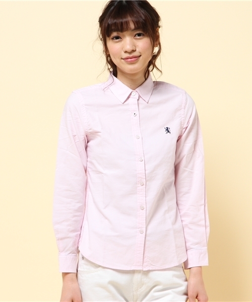 GIORDANO（ジョルダーノ）の「[GIORDANO]ライオン刺繍オックスシャツ（シャツ/ブラウス・レディース・ホワイト/グリーン/サックスブルー/ネイビー/ピンク/ライトピンク・SMALL/MEDIUM/LARGE）」の22枚目の写真