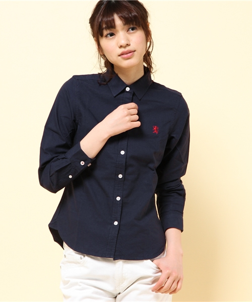 GIORDANO（ジョルダーノ）の「[GIORDANO]ライオン刺繍オックスシャツ（シャツ/ブラウス・レディース・ホワイト/グリーン/サックスブルー/ネイビー/ピンク/ライトピンク・SMALL/MEDIUM/LARGE）」の12枚目の写真