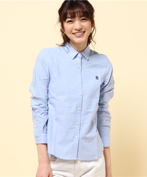 GIORDANO（ジョルダーノ）の「[GIORDANO]ライオン刺繍オックスシャツ（シャツ/ブラウス・レディース・ホワイト/グリーン/サックスブルー/ネイビー/ピンク/ライトピンク・SMALL/MEDIUM/LARGE）」の13枚目の写真