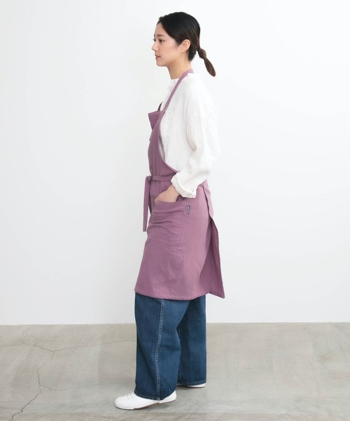 COCO WALK（ココウォーク）の「COCO WALK:やさしいガーゼのエプロン（エプロン・レディース・パープル/キャメル/イエロー/グリーン/カーキ/ライトグレー/ミント・FREE）」の16枚目の写真