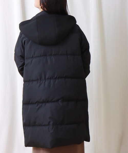 libelle more（リベル モア）の「ファイバーダウン×ダンボールカットソー異素材切替コート（ダウンジャケット/コート・レディース・モカ/ネイビー/ベージュ/ライトカーキ/ブラック/グレー・M/L）」の13枚目の写真