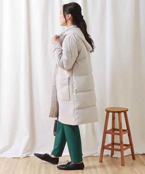 libelle more（リベル モア）の「ファイバーダウン×ダンボールカットソー異素材切替コート（ダウンジャケット/コート・レディース・モカ/ネイビー/ベージュ/ライトカーキ/ブラック/グレー・M/L）」の17枚目の写真