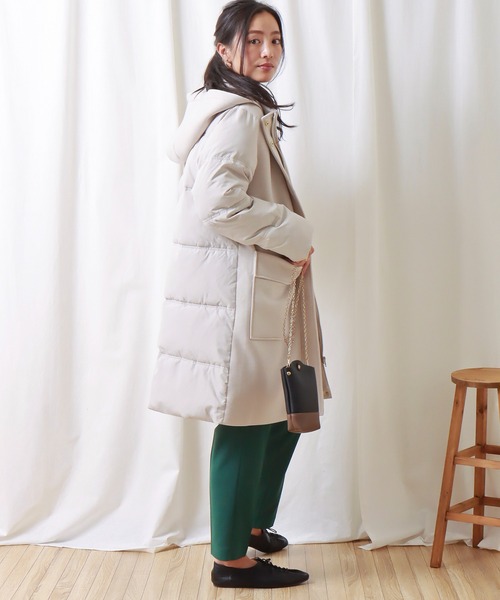 libelle more（リベル モア）の「ファイバーダウン×ダンボールカットソー異素材切替コート（ダウンジャケット/コート・レディース・モカ/ネイビー/ベージュ/ライトカーキ/ブラック/グレー・M/L）」の19枚目の写真