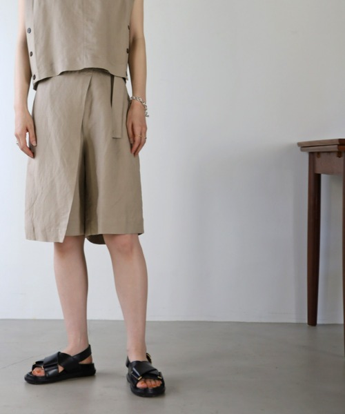 UNFIELD（アンフィールド）の「【UNFIELD】麻混ラップ風ショートパンツ（その他パンツ・レディース・ブラック/ベージュ・FREE）」の5枚目の写真