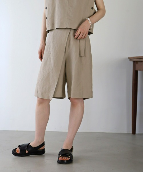 UNFIELD（アンフィールド）の「【UNFIELD】麻混ラップ風ショートパンツ（その他パンツ・レディース・ブラック/ベージュ・FREE）」の7枚目の写真