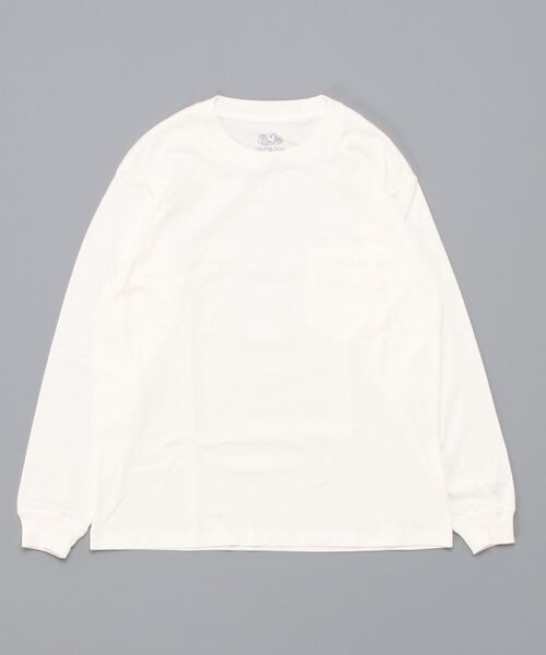 FRUIT OF THE LOOM(フルーツオブザルーム)の「7oz 天竺ロングポケットTシャツ / ロンT / 長袖 / シンプル / カジュアル / 無地 / ポケット / ユニセックス(Tシャツ/カットソー・メンズ・グレー/ホワイト/ブラック・S/M/L/XL/XS)」の2枚目の写真