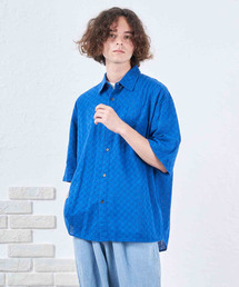 レース刺繍半袖シャツ