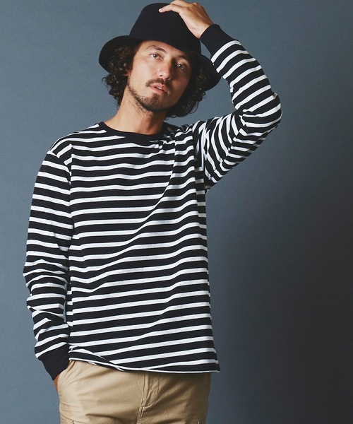 Magine(マージン)の「CTN BASQUE BOADER C/N L/S:コットンバスクボーダー クルーネック ロングスリーブ 22AW(Tシャツ/カットソー・メンズ・ホワイト×ブラック/ブラック×ホワイト/ホワイト×ネイビー/ネイビー×ホワイト・44/46/48)」の3枚目の写真