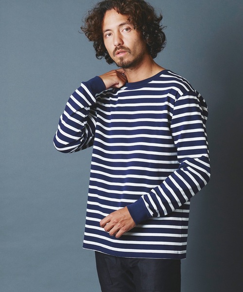 Magine(マージン)の「CTN BASQUE BOADER C/N L/S:コットンバスクボーダー クルーネック ロングスリーブ 22AW(Tシャツ/カットソー・メンズ・ホワイト×ブラック/ブラック×ホワイト/ホワイト×ネイビー/ネイビー×ホワイト・44/46/48)」の4枚目の写真