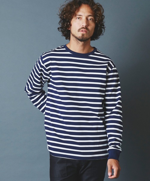 Magine(マージン)の「CTN BASQUE BOADER C/N L/S:コットンバスクボーダー クルーネック ロングスリーブ 22AW(Tシャツ/カットソー・メンズ・ホワイト×ブラック/ブラック×ホワイト/ホワイト×ネイビー/ネイビー×ホワイト・44/46/48)」の8枚目の写真