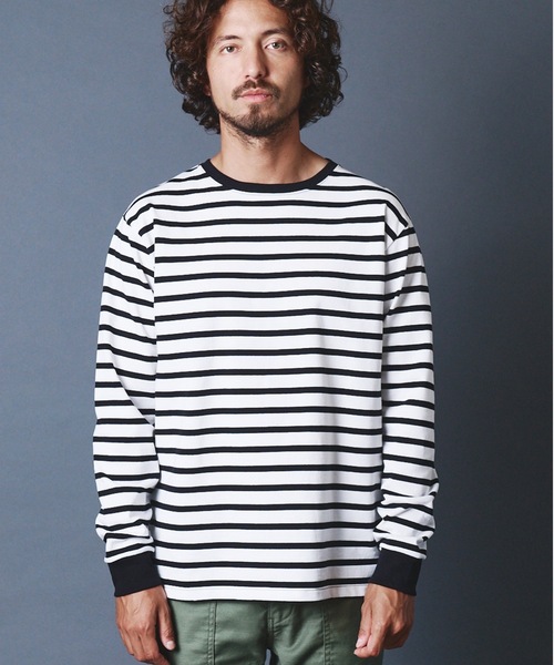 Magine(マージン)の「CTN BASQUE BOADER C/N L/S:コットンバスクボーダー クルーネック ロングスリーブ 22AW(Tシャツ/カットソー・メンズ・ホワイト×ブラック/ブラック×ホワイト/ホワイト×ネイビー/ネイビー×ホワイト・44/46/48)」の7枚目の写真