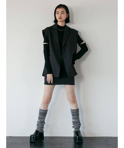 EMODA(エモダ)の「カラーストライプニットレッグウォーマー(レッグウォーマー・レディース・ブラック/グレー/その他/その他1・FREE)」の5枚目の写真