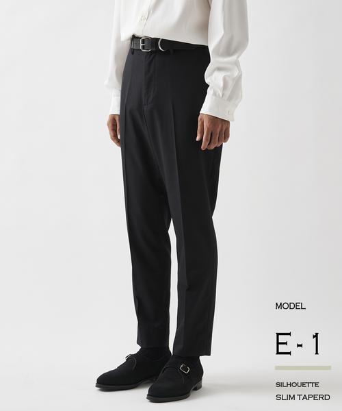 EDIFICE(エディフィス)の「"E"TROUSERS(E-1)ツイル スリム テーパード スラックス(スラックス・メンズ・ブラック/ベージュ/カーキ・LARGE/SMALL/MEDIUM)」の2枚目の写真