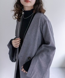 mystic | ノーカラー袖スリットジャケット(テーラードジャケット)