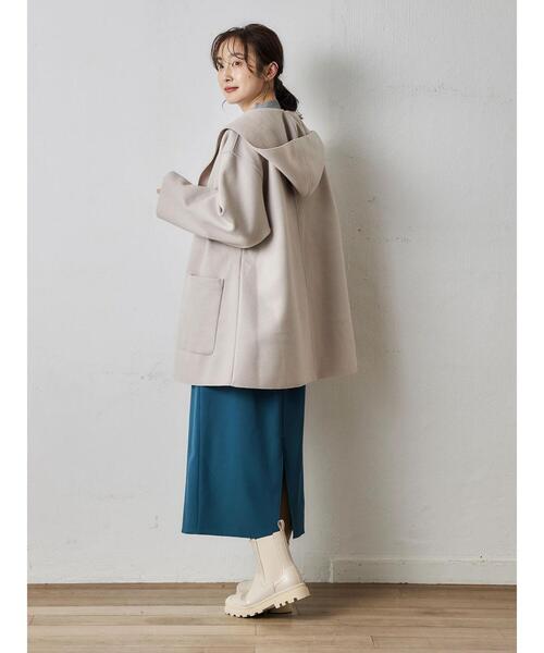 Green　Parks（グリーンパークス）の「フード付きミディコーディガン（その他アウター・レディース・キャメル/ライトベージュ/ダークネイビー/ブルー・FREE）」の7枚目の写真