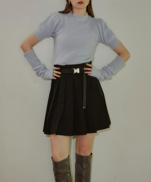 VIOLETTA(ヴィオレッタ)の「ベルト付きプリーツミニスカート(インナーパンツ付き)(スカート・レディース・ブラック/グレー・S/M)」の15枚目の写真