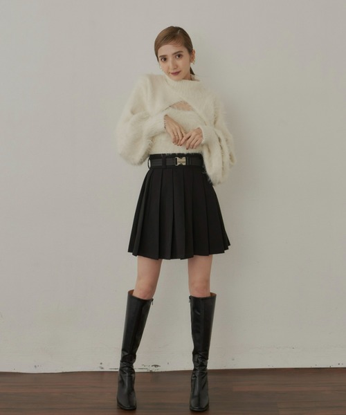 VIOLETTA(ヴィオレッタ)の「ベルト付きプリーツミニスカート(インナーパンツ付き)(スカート・レディース・ブラック/グレー・S/M)」の19枚目の写真