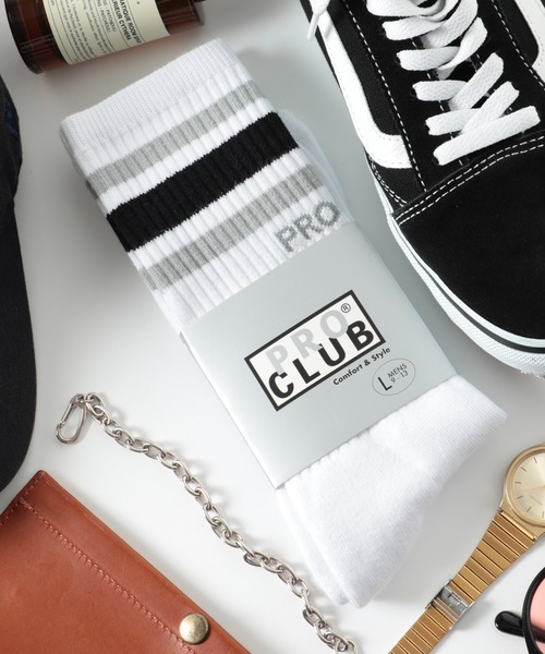 PRO CLUB （プロクラブ）の「【PRO CLUB】ラインリブクルーソックス 靴下 UNTR（ソックス/靴下・メンズ・ブラック/その他4/その他1/その他2/その他3・L/M）」の3枚目の写真