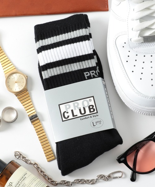 PRO CLUB （プロクラブ）の「【PRO CLUB】ラインリブクルーソックス 靴下 UNTR（ソックス/靴下・メンズ・ブラック/その他4/その他1/その他2/その他3・L/M）」の2枚目の写真