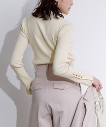 UR'S | ｺﾞｰﾙﾄﾞ釦ｽﾘｰﾌﾞﾊｲﾈｯｸﾆｯﾄ(ニット/セーター)