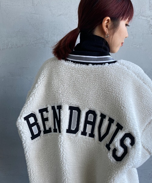 BEN DAVIS（ベンデイビス）の「[BEN DAVIS/ベンデイビス] 別注 ボアフリース バックロゴジャケット（その他アウター・レディース・ブラック/ホワイト/レオパード・M/L/XL）」の2枚目の写真