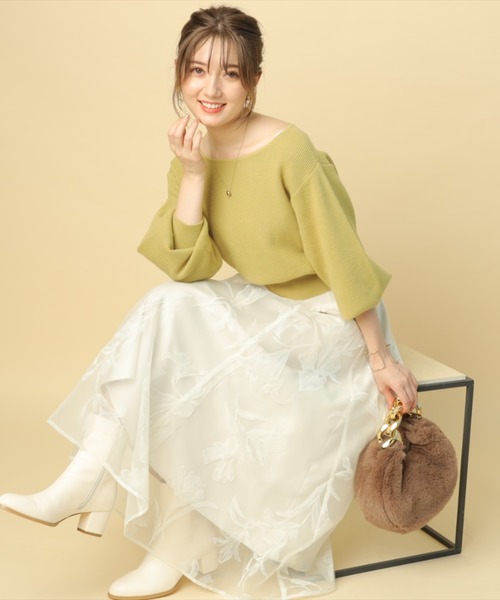 Apuweiser-riche（アプワイザーリッシェ）の「リリーフロッキーフレアスカート（スカート・レディース・オフホワイト/ブラック・1/2/0）」の6枚目の写真