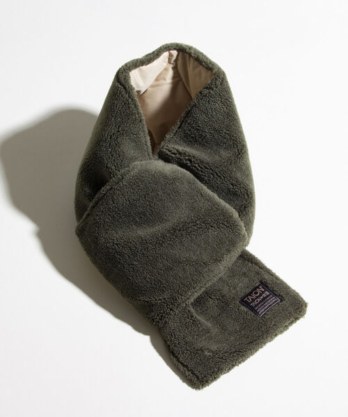 TAION（タイオン）の「【TAION/タイオン】ミリタリー リバーシブル ダウンマフラー ダウン×ボア（マフラー・メンズ・カーキ/ブラック/アイボリー/キャメル/オリーブ・FREE）」の7枚目の写真