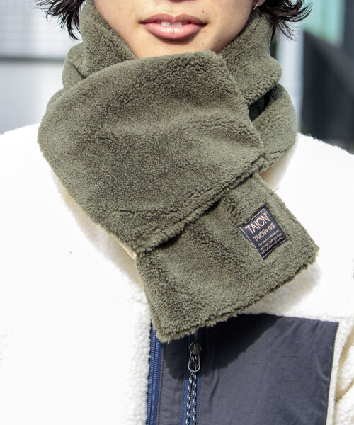 TAION（タイオン）の「【TAION/タイオン】ミリタリー リバーシブル ダウンマフラー ダウン×ボア（マフラー・メンズ・カーキ/ブラック/アイボリー/キャメル/オリーブ・FREE）」の10枚目の写真