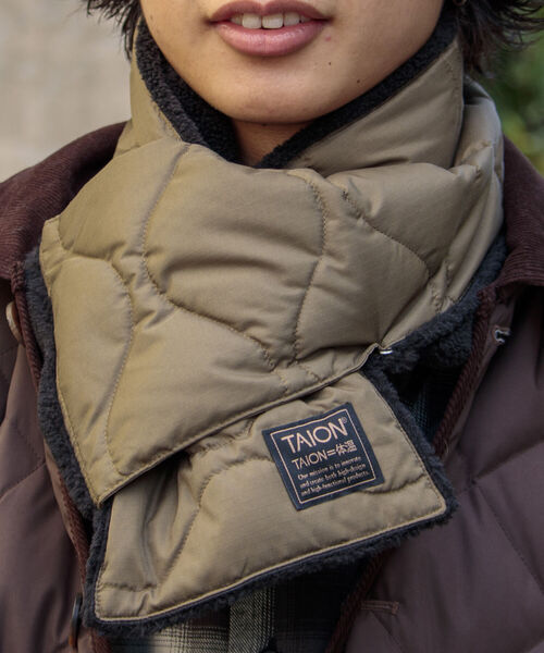 TAION（タイオン）の「【TAION/タイオン】ミリタリー リバーシブル ダウンマフラー ダウン×ボア（マフラー・メンズ・カーキ/ブラック/アイボリー/キャメル/オリーブ・FREE）」の21枚目の写真