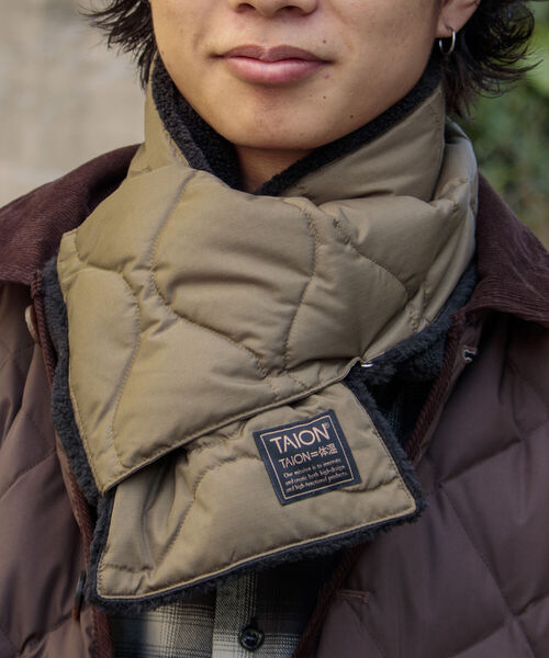 TAION（タイオン）の「【TAION/タイオン】ミリタリー リバーシブル ダウンマフラー ダウン×ボア（マフラー・メンズ・カーキ/ブラック/アイボリー/キャメル/オリーブ・FREE）」の22枚目の写真