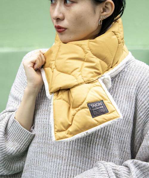 TAION（タイオン）の「【TAION/タイオン】ミリタリー リバーシブル ダウンマフラー ダウン×ボア（マフラー・メンズ・カーキ/ブラック/アイボリー/キャメル/オリーブ・FREE）」の11枚目の写真