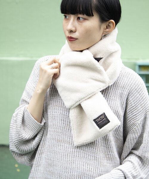 TAION（タイオン）の「【TAION/タイオン】ミリタリー リバーシブル ダウンマフラー ダウン×ボア（マフラー・メンズ・カーキ/ブラック/アイボリー/キャメル/オリーブ・FREE）」の12枚目の写真