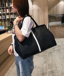 がま口 ストライプテープ付き ボストンバッグ 旅行バッグ トラベルボストン ショルダーストラップ無しバージョン