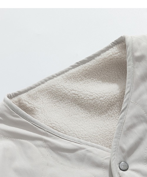 HOOK（フック）の「【HOOK】2WAYリバーシブルノーカラーボアジャケット（ブルゾン・メンズ・ブラウン/ライトベージュ・M/L/XL/XXL）」の18枚目の写真