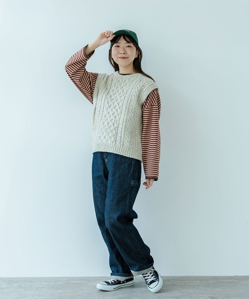 ボーダー配色バインダー BIGカットソー（Tシャツ/カットソー