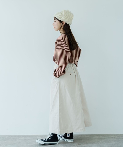 PAR ICI（パーリッシィ）の「ボーダー配色バインダー BIGカットソー（Tシャツ/カットソー・レディース・ネイビー/グリーン系その他/ブルー/グリーン/アイボリー/パープル/ダークグリーン/オレンジ系その他/ブラウン/ワインレッド/チャコールグレー/レッド・FREE）」の22枚目の写真