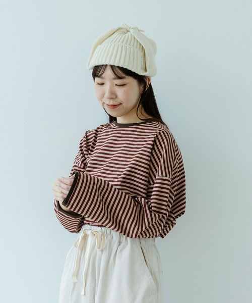白ボーダー t1001h様 ボーダー配色バインダー BIGカットソー（Tシャツ/カットソー