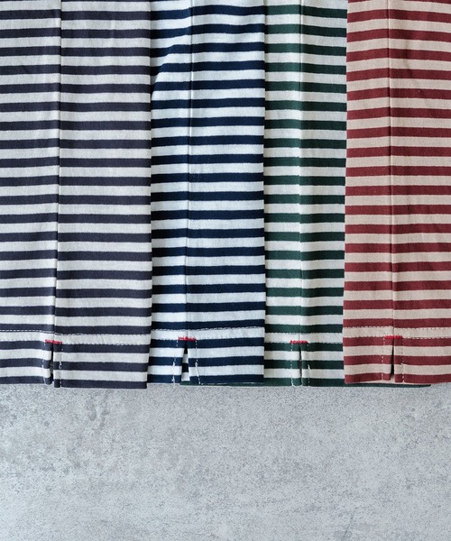 PAR ICI（パーリッシィ）の「ボーダー配色バインダー BIGカットソー（Tシャツ/カットソー・レディース・ネイビー/グリーン系その他/ブルー/グリーン/アイボリー/パープル/ダークグリーン/オレンジ系その他/ブラウン/ワインレッド/チャコールグレー/レッド・FREE）」の14枚目の写真