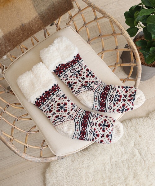 セール】jou jou lier 内ボアでお家の中であったかい♪ ノルディック柄