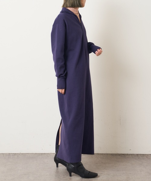 Omekashi（オメカシ）の「ハーフジップ2WAYニットワンピース（ワンピース・レディース・ブラック/チャコールグレー/ベージュ/ネイビー・36/38）」の16枚目の写真