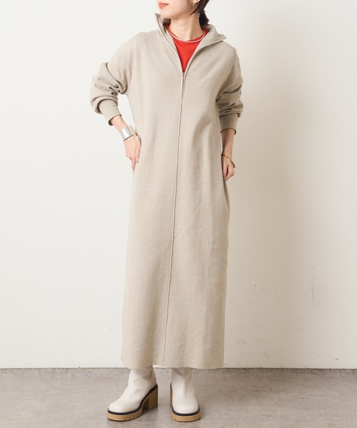 Omekashi（オメカシ）の「ハーフジップ2WAYニットワンピース（ワンピース・レディース・ブラック/チャコールグレー/ベージュ/ネイビー・36/38）」の5枚目の写真