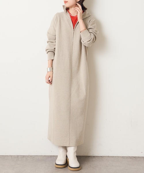 Omekashi（オメカシ）の「ハーフジップ2WAYニットワンピース（ワンピース・レディース・ブラック/チャコールグレー/ベージュ/ネイビー・36/38）」の6枚目の写真