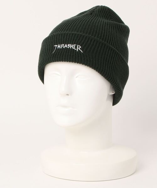 THRASHER（スラッシャー）の「GONZ LOGO ACRYLIC BEANIE/スラッシャーマークゴンザレスニットキャップ・ビーニー（ニットキャップ/ビーニー・メンズ・ブラック/ダークオレンジ/ダークグリーン/ピンク/ネイビー・FREE）」の3枚目の写真